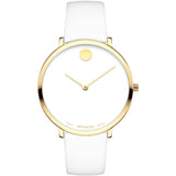 Movado 70th Anniversary Limited Edition White Dial White Leather Strap Watch For Women - 0607138