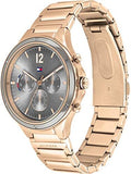 Tommy Hilfiger Eve Chronograph Quartz Grey Dial Rose Gold Steel Strap Watch For Women - 1782277