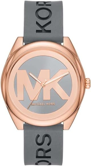 Michael Kors Janelle Three Hand Grey Dial Grey Rubber Strap Watch For Women - MK7314