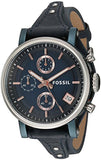 Fossil Boyfriend Sport Chronograph Blue Dial Blue Leather Strap Watch for Women - ES4113