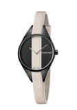 Calvin Klein Rebel Cream Black Dial Cream Leather Strap Watch for Women - K8P237X1