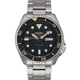 Seiko 5 Sports Automatic Black Dial Silver Steel Strap Watch For Men - SRPD57K1