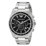 Emporio Armani Sigma Chronograph Black Dial Silver Steel Strap Watch For Men - AR6098