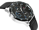 Tommy Hilfiger Trent Chronograph Quartz Black Dial Black Leather Strap Watch For Men - 1791810