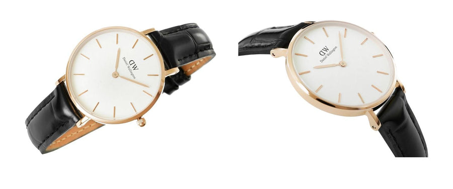 Daniel Wellington Petite Reading White Dial Black Leather Strap Watch For Women - DW00100173