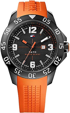 Tommy Hilfiger Cole Black Dial Orange Rubber Strap Watch for Men - 1790985