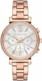 Michael Kors Sofie Chronograph Mother of Pearl White Dial Rose Gold Steel Strap Watch For Women - MK6576