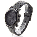 Emporio Armani Luigi Chronograph Black Dial Black Leather Strap Watch For Men - AR1737