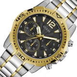 Guess Commander Chronograph Black Dial Two Tone Steel Strap Watch for Men - GW0056G4