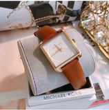 Michael Kors Lake White Dial Brown Leather Strap Watch For Women - MK2584