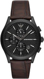 Emporio Armani Paolo Chronograph Black Dial Brown Leather Strap Watch For Men - AR11549