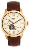 Fossil Townsman Beige Dial Brown Leather Strap Watch for Men - ME3105