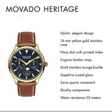 Movado Heritage Celestograf Navy Blue Dial Brown Leather Strap Watch For Women - 3650010