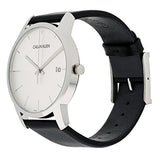 Calvin Klein City White Dial Black Leather Strap Watch for Men - K2G2G1CD