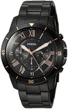 Fossil Grant Sport Chronograph Black Dial Black Steel Strap Watch for Men - FS5374