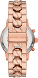 Michael Kors Ritz Chronograph Rose Gold Dial Rose Gold Steel Strap Watch For Women - MK7223