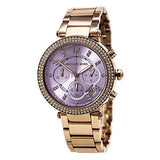 Michael Kors Parker Purple Dial Rose Gold Steel Strap Watch for Women - MK6169