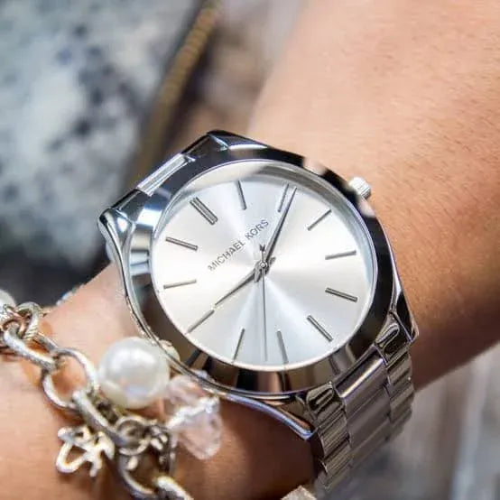 Michael Kors Slim Runway Silver Dial Silver Stainless Steel Strap Watch for Women - MK3178