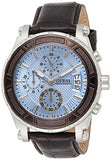 Guess Pinnacle Chronograph Quartz Blue Dial Brown Leather Strap Watch For Men - W0673G1