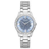 Guess Glitter Burst Diamonds Blue Dial Silver Steel Strap Watch for Women - GW0405L1