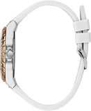 Guess Diamonds White Dial White Rubber Strap Watch For Women - W0426L1