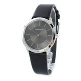 Calvin Klein Minimal Grey Dial Black Leather Strap Watch for Men - K3M221C4