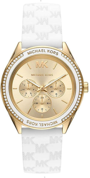 Michael Kors Jessa Quartz Gold Dial White Silicone Strap Watch For Women - MK7267