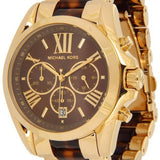 Michael Kors Bradshaw Chronograph Brown Dial Two Tone Steel Strap Watch For Women - MK5696