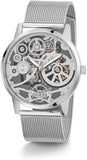 Guess Gadget Silver Dial Silver Mesh Bracelet Watch for Men - GW0538G1