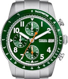 Fossil Sport Tourer Chronograph Green Dial Silver Steel Strap Watch for Men - FS6048