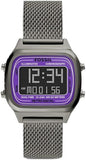 Fossil Retro Digital Purple Dial Grey Mesh Strap Watch for Men - FS5888