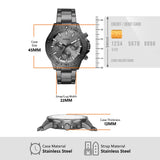 Fossil Bannon Multifunction Chronograph Grey Dial Grey Steel Strap Watch for Men - BQ2491