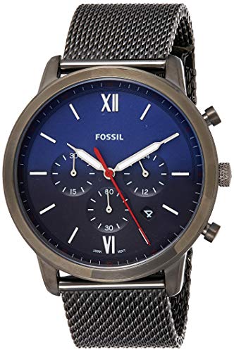 Fossil Neutra Chronograph Blue Dial Silver Mesh Bracelet Watch for Men - FS5383