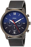 Fossil Neutra Chronograph Blue Dial Silver Mesh Bracelet Watch for Men - FS5383