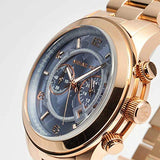 Michael Kors Runway Stop Hunger Quartz Blue Dial Rose Gold Steel Strap Watch For Men - MK8358