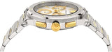 Versace Greca Chronograph White Dial Two Tone Steel Strap Watch For Men - VEZ900321