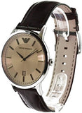 Emporio Armani Classic Quartz Brown Dial Brown Leather Strap Watch For Men - AR2427