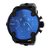 Diesel Little Daddy Blue Dial Black Leather Strap Watch For Men - DZ7257