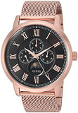 Guess Delancy Black Dial Rose Gold Mesh Bracelet Watch for Men - W0871G5