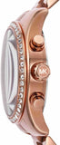 Michael Kors Lexington Chronograph Red Dial Rose Gold Steel Strap Watch For Women - MK7275