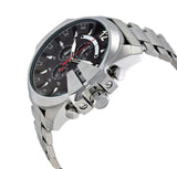 Diesel Mega Chief Chronograph Black Dial Silver Steel Strap Watch For Men - DZ4308