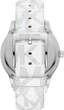 Michael Kors Runway Three Hand White Dial White Leather Strap Watch For Women - MK6998