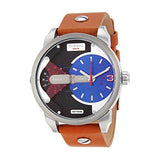 Diesel Mini Daddy Blue & Black Dial Brown Leather Strap Watch For Men - DZ7308