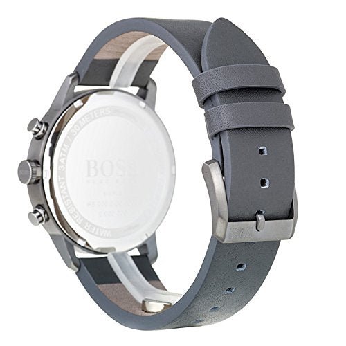 Hugo Boss Architectural Grey Dial Grey Leather Strap Watch for Men - 1513570