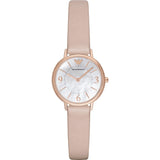 Emporio Armani Kappa White Mother of Pearl Dial Pink Leather Strap Watch For Women - AR2512