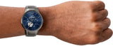 Emporio Armani Renato Automatic Blue Dial Grey Steel Strap Watch For Men - AR60056