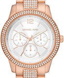 Michael Kors Tibby Chronograph White Dial Rose Gold Steel Strap Watch For Men - MK7293