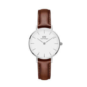 Daniel Wellington Classic Bristol White Dial Brown Leather Strap Watch For Women - DW00100056