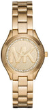 Michael Kors Slim Runway Gold Dial Gold Steel Strap Watch for Women - MK3477