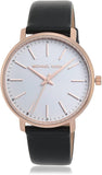 Michael Kors Pyper Quartz White Dial Black Leather Strap Watch For Women - MK2834